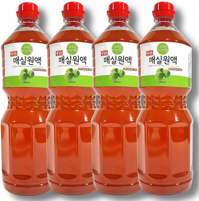 예가촌 업소용 매실원액 100% 국내산 매실청원액 매실액기스 매실청, 1.8L, 4개