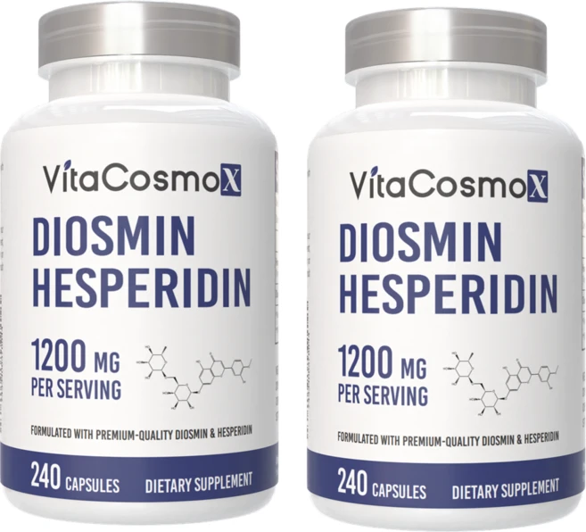 VitaCOS 코스moX Diosmin 헤스페리딘 1200mg 복합체 180캡슐 시트러스 바이오플라보노이드 풍부한 과일 추출물 100% 채식주의자 GMO 프리 및 글루텐, 2개, 240정 - 쿠팡