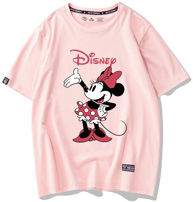 미키 미니 마우스 커플 반팔 면 티셔츠 남녀공용 루즈핏 1+1