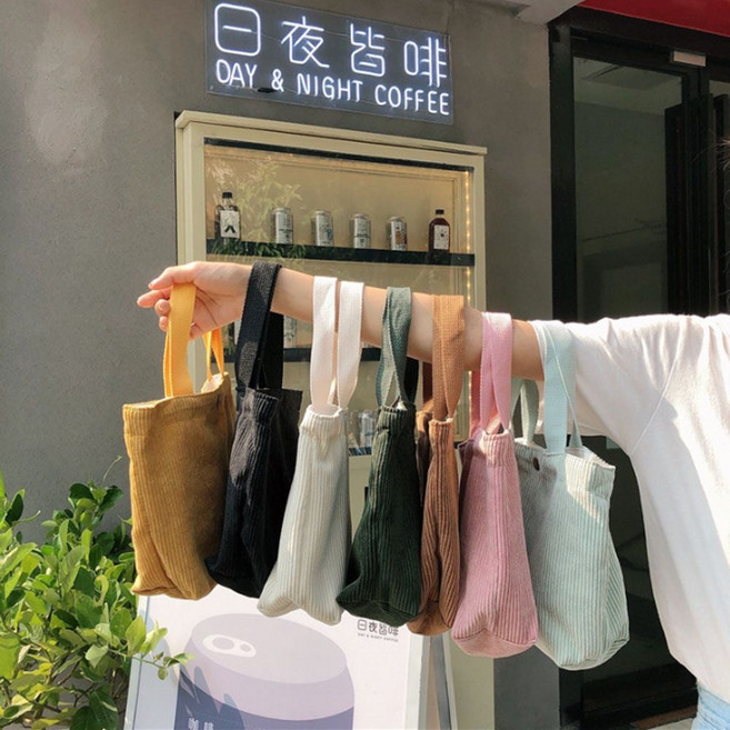 데일리백 코듀로이 에코백 미니 골지 가방 가벼운 손목