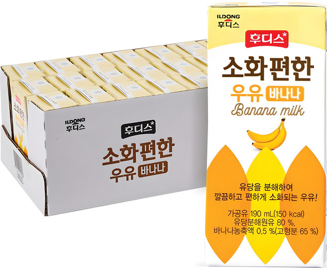 일동후디스 소화편한 바나나 멸균우유, 190ml, 24개