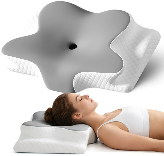 옆으로자는 메모리폼 경추베개 목편한 수면베개, 1개, 그레이