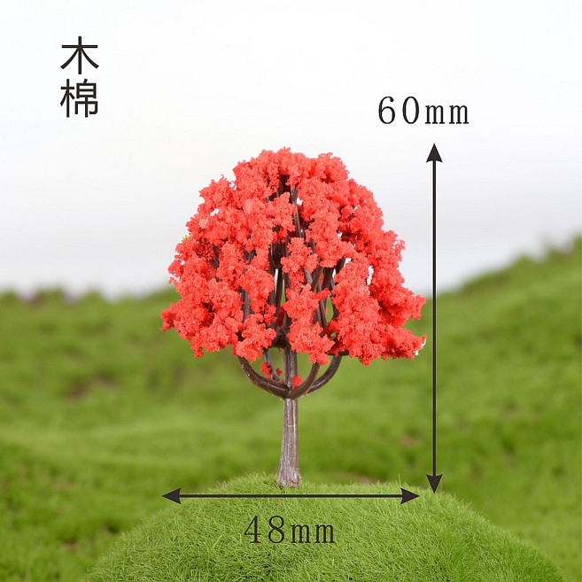 L-one 仿真樹 微景觀 創意塑料花草 多肉植物苔蘚盆栽 DIY花盆裝飾 園藝造景 拍攝道具, 1個, 木棉