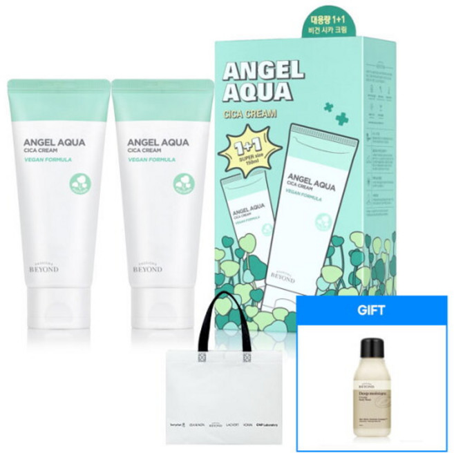 [비욘드(화장품)] 비욘드 엔젤아쿠아 시카 크림 150ml 더블기획 + 딥모이 크리미 바디워시 60ml + 쇼핑백, 2개