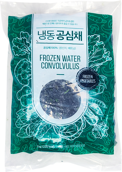 [얌얌마켓] 냉동 공심채 1kg (아이스박스 포함), 1개