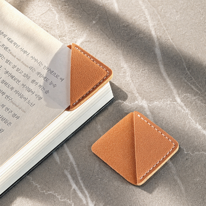 구김제로 미미누 가죽 감성 책갈피 북마크 북클립, 브라운, 2개