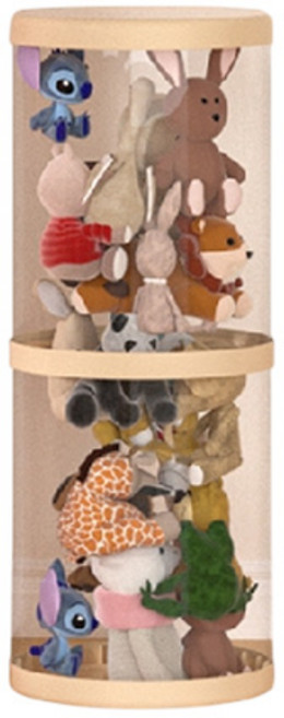 玩具收納桶 透明防塵收納展示架, 一般款_二層_奶白色, 1個