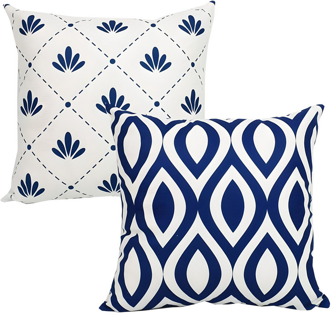 블루패턴 쿠션커버 2개세트