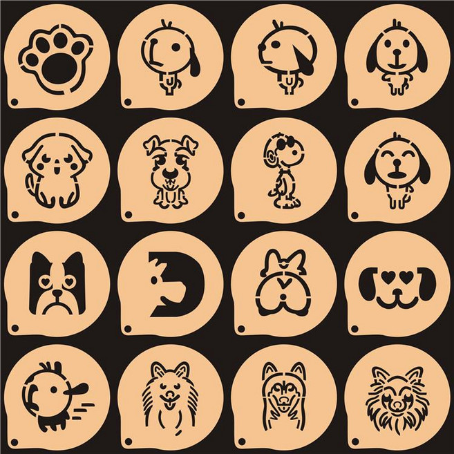 멍푸치노 라떼 스텐실 귀여운 카페 디자인 아트, 1개, 오프화이트