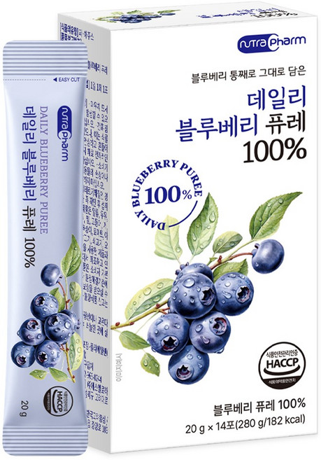 뉴트라팜 데일리 블루베리 퓨레 100% 14p, 1개, 280g