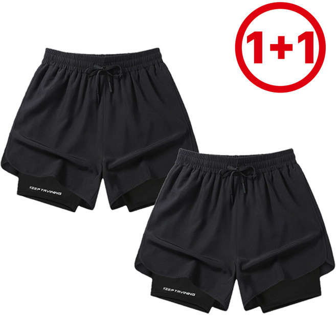[1+1] 초경량 통기성 러닝 반바지 남녀공용 마라톤 운동 헬스 트레이닝 쇼츠