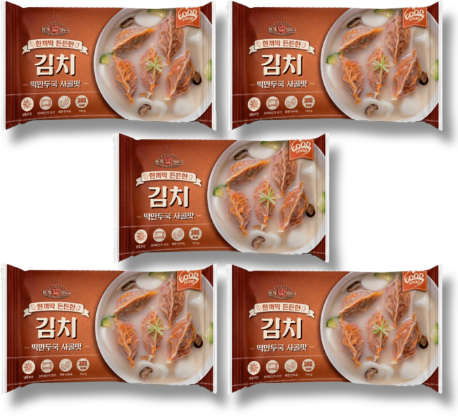 한끼딱 든든한 김치떡만두국 사골맛 5팩, 194g, 5개