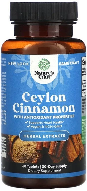 Nature's Craft 실론 시나몬 60정(1정당 500mg) NCA-59981, Nature's Craft, 실론 시나몬, 60정(1정, 1개 - 쿠팡
