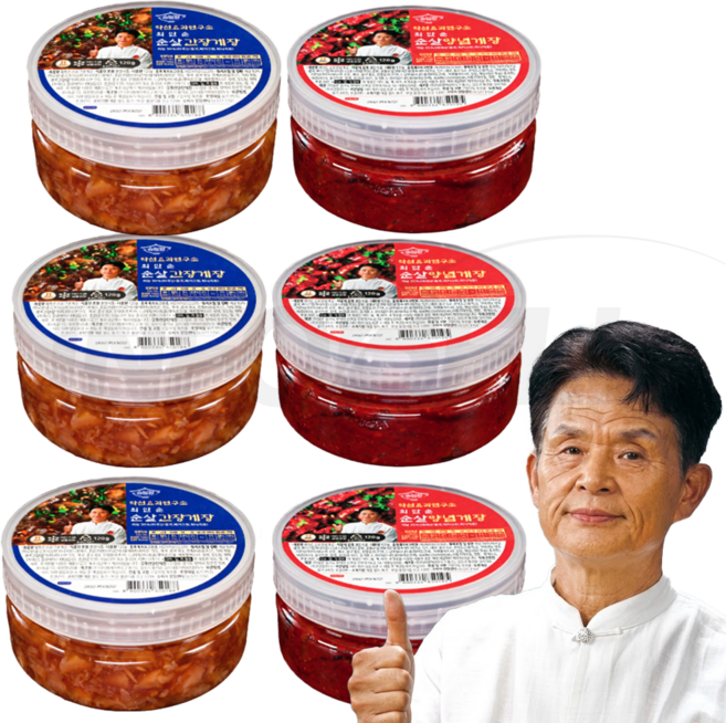 [TV홈쇼핑정품 인포벨]약선요리연구소 최만순 순살 양념게장 간장게장 꽃게장 간편 게장, 6개, 120g