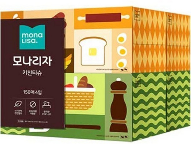 모나리자 뽑아쓰는 키친타월 150매 x 4 x 8팩, 1개