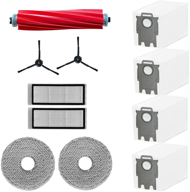 [호환] 로보락 Q Revo 큐레보 소모품 필터 메인브러쉬 물걸레 리필 사이드브러쉬 먼지봉투 더스트백, 1세트, 11개입