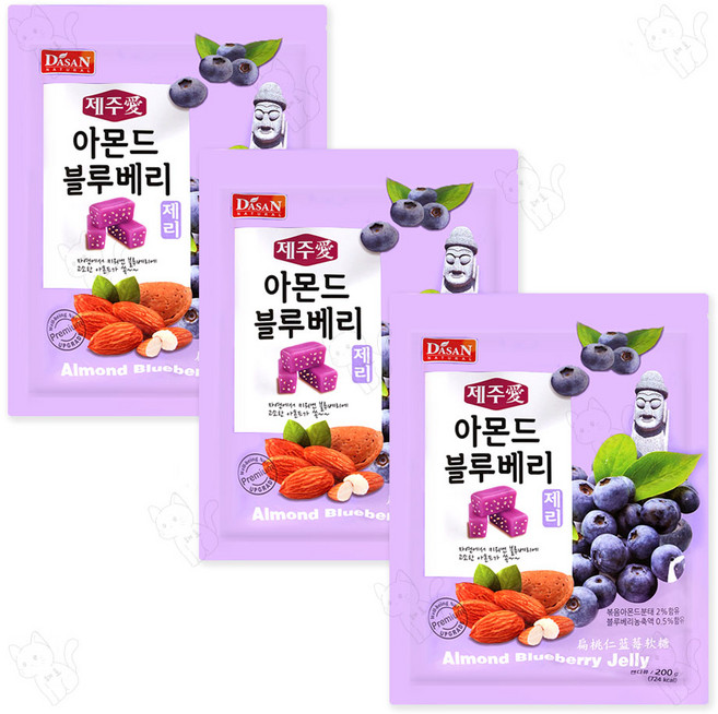 제주애 아몬드 블루베리 제리, 3개, 200g