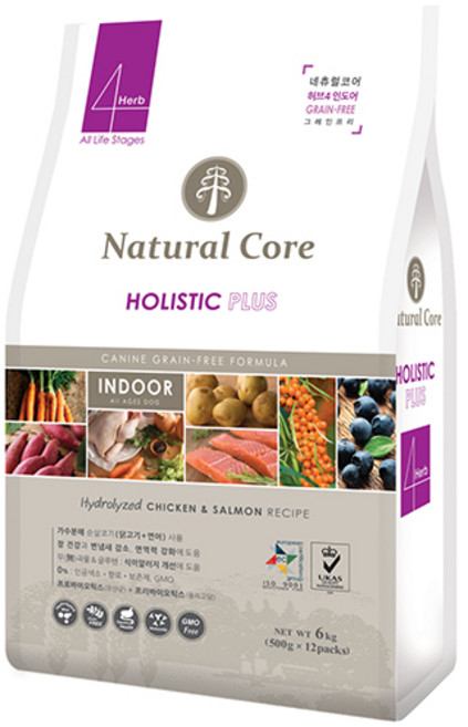 네츄럴코어 전연령 허브4 연어와치킨 6kg 대용량 강아지사료, 1개