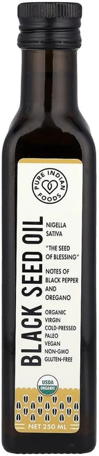 Pure Indian Foods 유기농 냉압착 버진 블랙씨드오일 250 ml 1팩, 1개 - 쿠팡