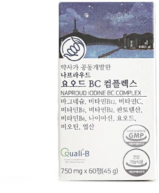 나프라우드 요오드 BC 컴플렉스 고함량 아이오딘 프리미엄 비타민B군 갑상선 영양제 호르몬 합성 필요, 1개, 60정 - 쿠팡