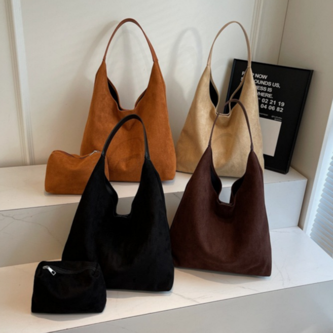 핏몬 여성 스웨이드 숄더백 가방 파우치포함