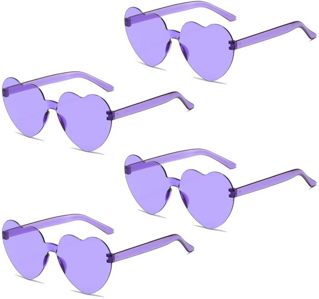 올리브파티 하트 안경 선글라스 파티 용품 안경 선글라스 파티 용품, 4개, 퍼플