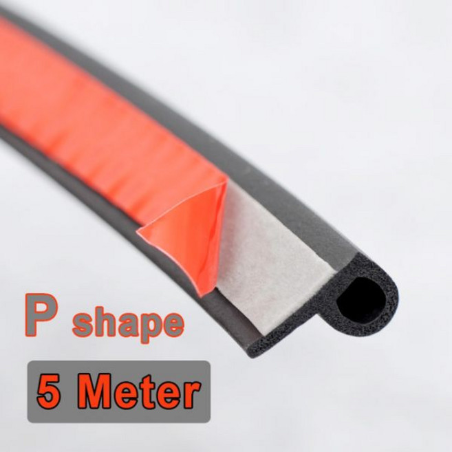 방진 패드 흡음 테이프 호환 스펀지 방음 매트 9 가지 유형의 자동차 도어 씰 고무 EPDM 소음 차단, 5M Small P Shape