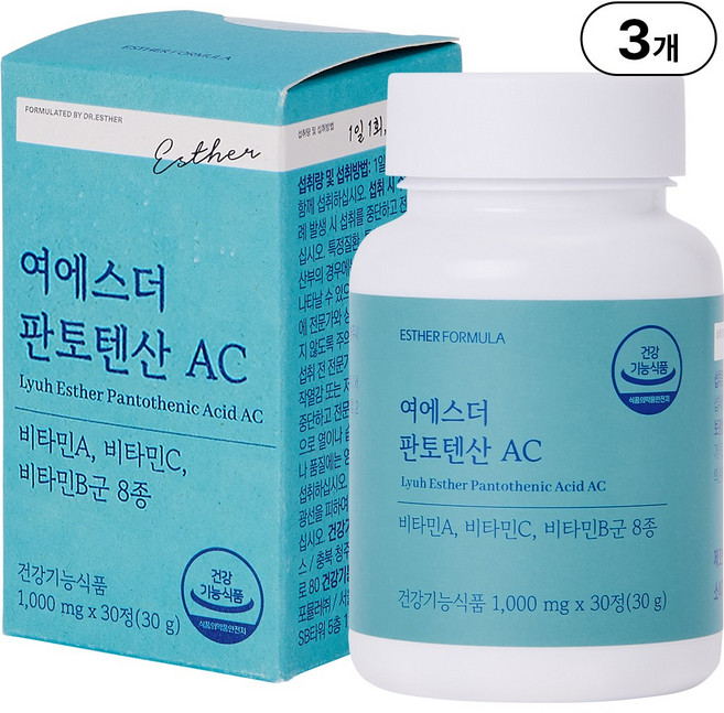 본사직영 여에스더 판토텐산 AC l 판토텐산 4000퍼센트 l 국민영양 프로젝트, 3개, 30정