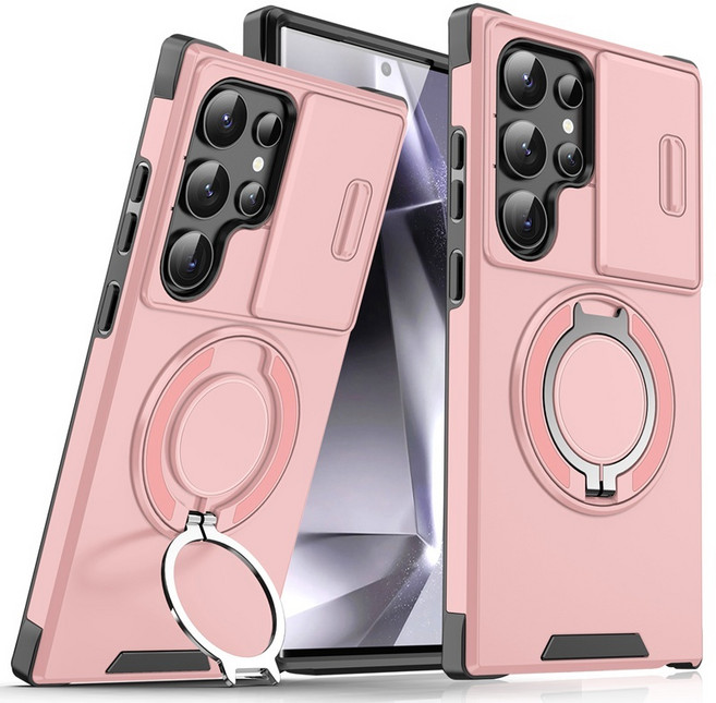 Rabbit Technolog 適用三星旋轉支架防摔手機殼 全包邊防磕碰三星手機殼, 粉色,三星A54, 1個