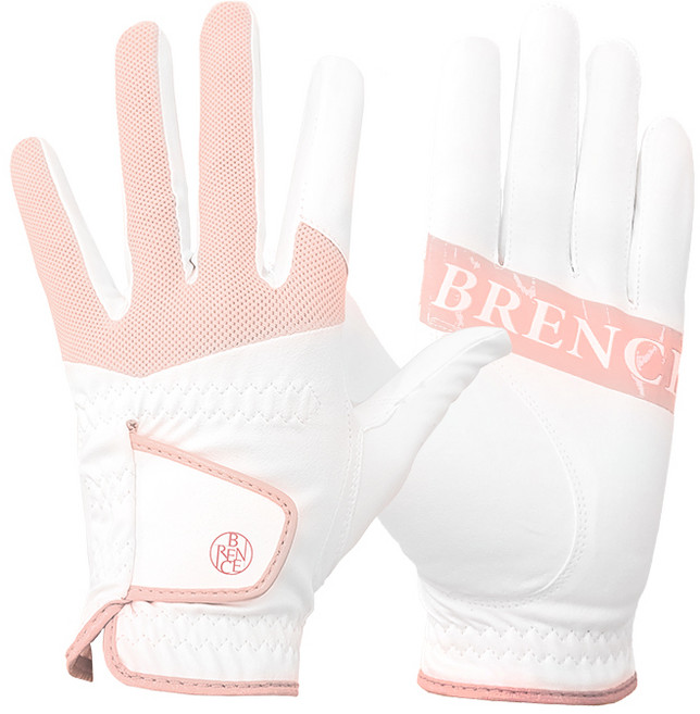 브렌스 여름 에어쿨 프리미엄 메쉬 기능성 여성 양손 골프장갑, 핑크, 1개