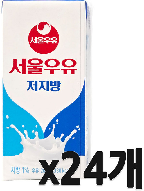 서울우유 저지방 멸균 우유, 200ml, 24개
