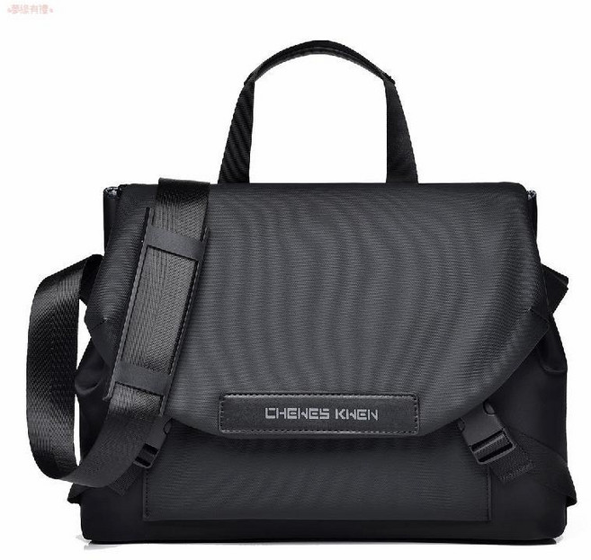 CHENES KLIEN 單肩斜挎包 男士郵差包 牛津布通勤學生工裝騎行包, 黑色