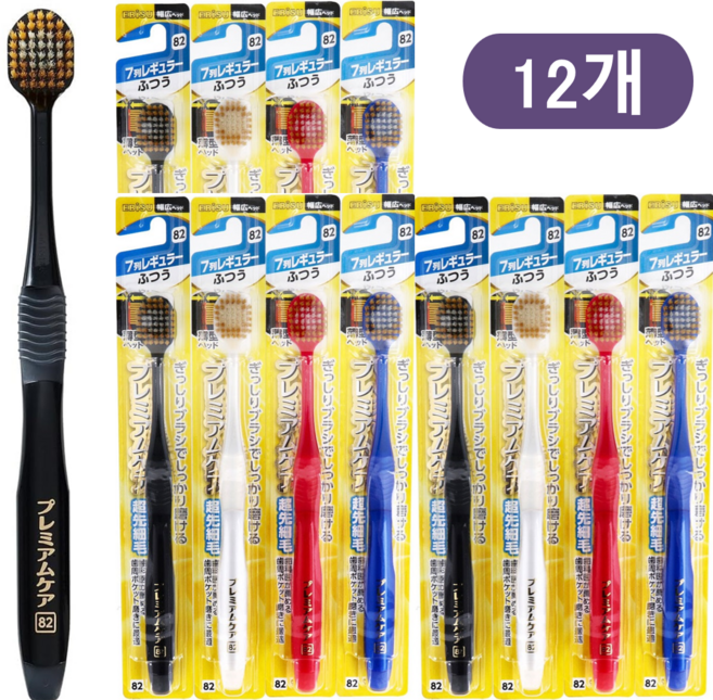 에비스 칫솔-82번-프리미엄케어-7열-보통 칫솔모, 1세트, 12개입