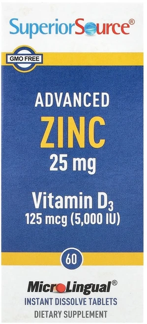 슈페리어쏘스 어드밴스드 아연 비타민D3 용해되는 마이크로링구얼 정제 60정, 1개 - 쿠팡