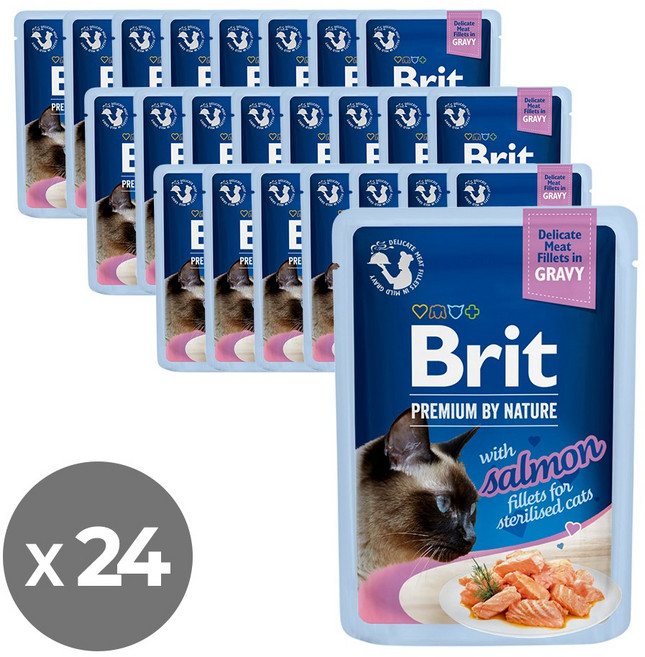 브릿 프리미엄 캣 파우치 고양이 사료, 연어, 85g, 24개
