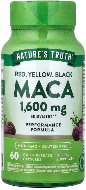 Nature's Truth 레드 옐로우 블랙 마카 1600mg 빠른 방출 캡슐 60정 NTH-10529, 1개 - 쿠팡