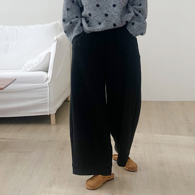 애플망고옷장 겨울 여성 빅사이즈 2900 겉기모 10부 와이드 밴딩팬츠