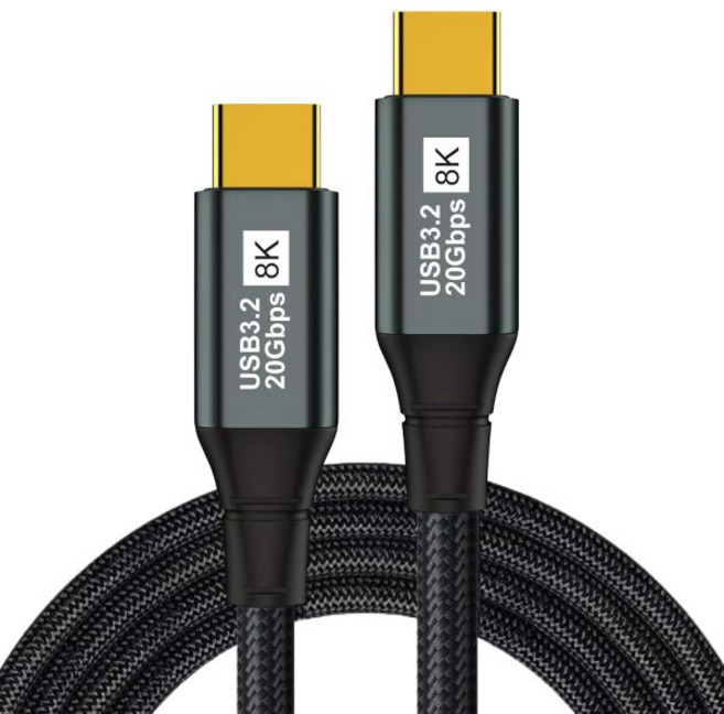 짧은 USB C 모니터 케이블 3FT-8K@60Hz USB-C 비디오 케이블-100W PD 고속 충전-USB 3.2 Gen 2 20Gbps 데이터 전송 USBC to USBC, 1.6FT