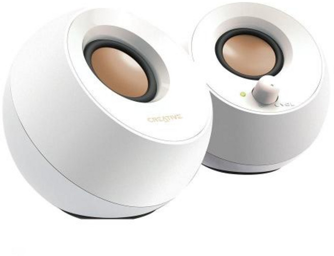 Creative 페블 V2 미니멀리스틱 20 USBC 데스크탑 스피커 35mm AUX 최대 8W RMS 전원 타입 A 어댑터 포함 블랙, 1) 2.0 USBA 스피커 화이트