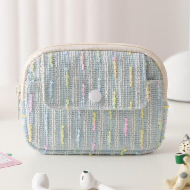 앨라모 파스텔 트위드 이어폰 카드 동전 지갑 파우치