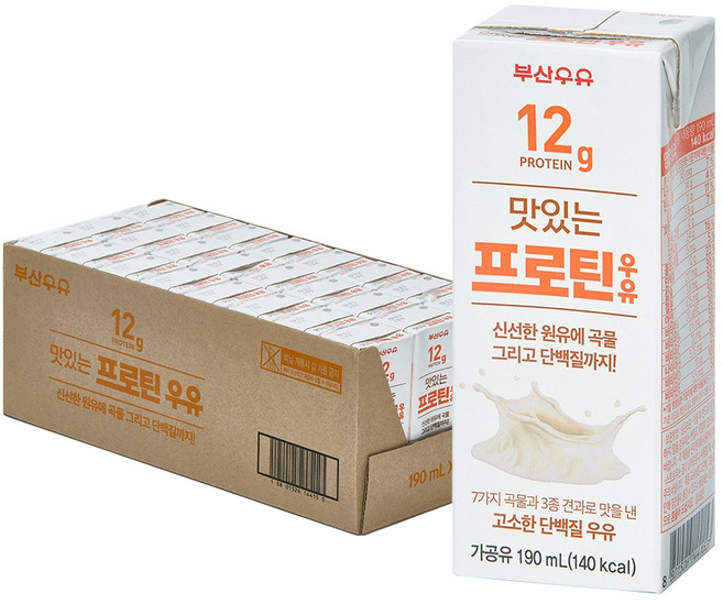 부산우유 맛있는 프로틴 음료, 24개, 190ml