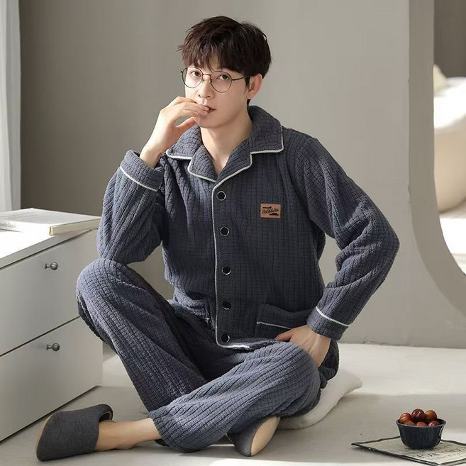 남성 겨울 기모 보온 홈웨어 세트