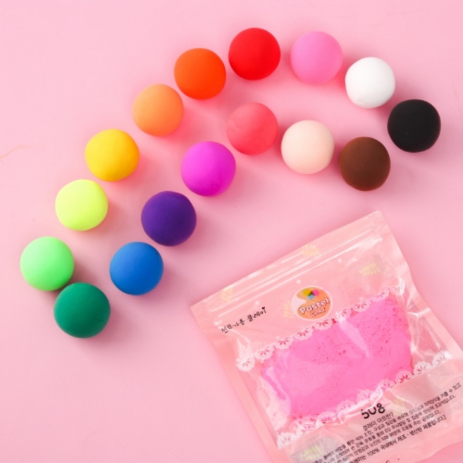 고무 찰흙 컬러 클레이 촉감 점토 놀이 50g 16종, 03 분홍, 1개, 03 분홍