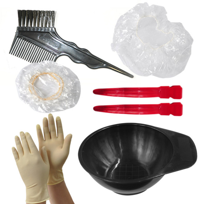 루시피 셀프 염색 시술도구 6종 풀 세트/염색솔 염색볼 장갑 비닐캡 귀덮개 핀셋, 1개