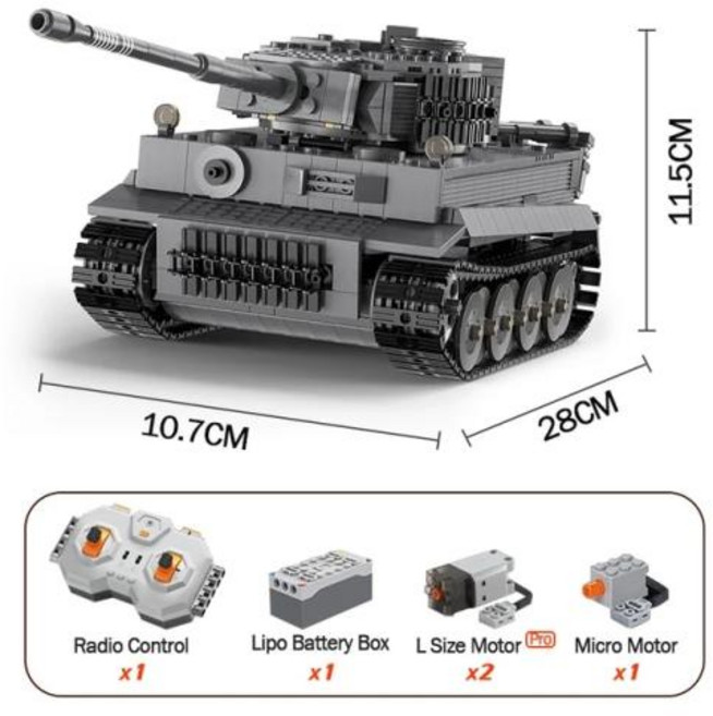 CADA블럭 수집 도시 원격 제어 군사 육군 호랑이 탱크 빌딩 무기 RC 차량 장난감 어린이 Ww2 925 개 카다, 1) no box