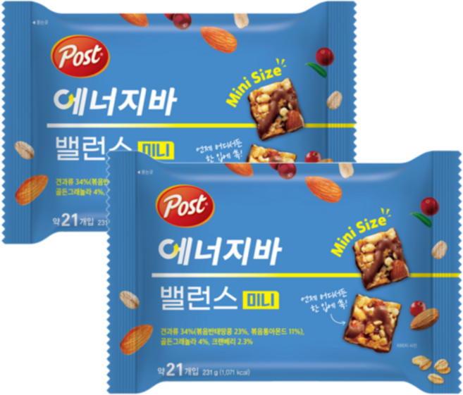 포스트 밸런스 미니 에너지바, 231g, 2개