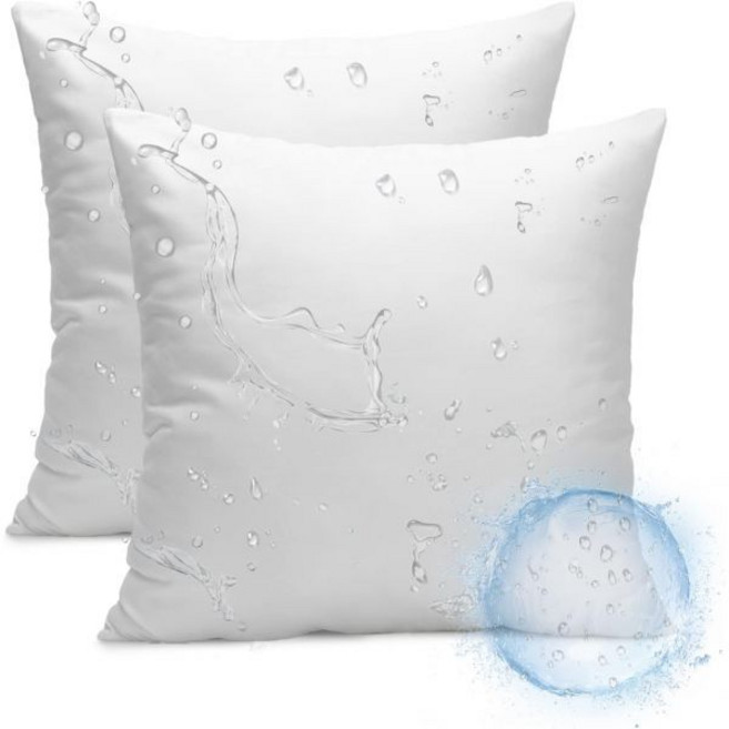 Ashler 20 x Outdoor Pillows Waterproof Inserts Set of 2 Throw Pillow Inserts Hypoallergenic Stuf, 2 Count (Pack of 1), White-20 X 20 Inches