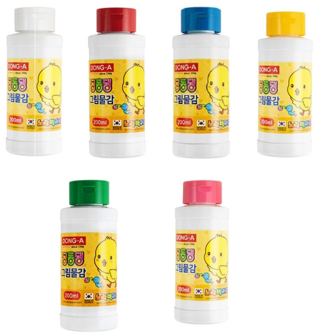 동아 딩동댕 노랑병아리 물감 세트, 200ml, 6색