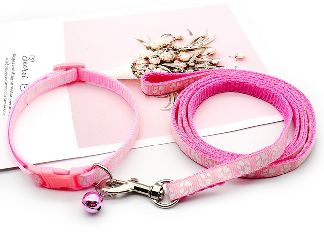 고양이목줄산책줄 고양이와 개 목줄+리드줄, 1세트