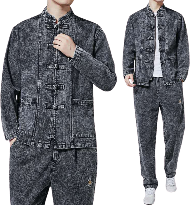 남성 캐주얼 세트 생활 개량 빅사이즈 칠부소매 캐주얼 세트